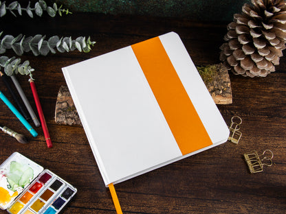 Watercolor Sketchbook | weiß/orange | 19,5x19,5cm | Cover aus Aquarellpapier