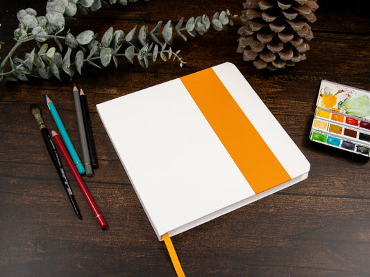 Watercolor Sketchbook | weiß/orange | 19,5x19,5cm | Cover aus Aquarellpapier