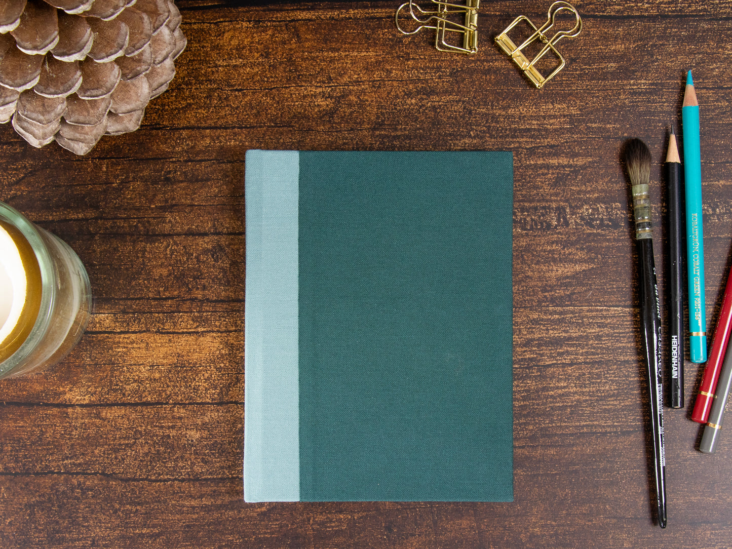 Watercolor Sketchbook | dunkelgrün/mint | ca. 12 x 16cm | hot pressed | 50% cotton | 300gsm | Fabriano Nr. 5